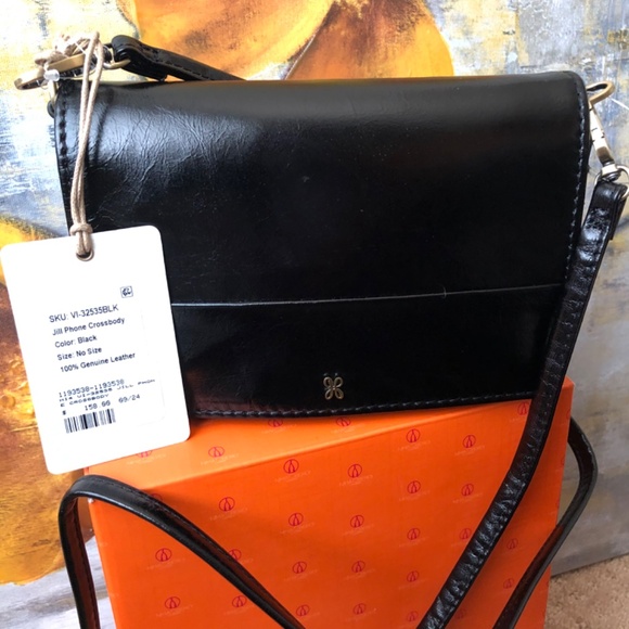 HOBO BAGS POLISHED LEATHER JILL CROSSBODY PURSE, BLACK, NEW WITH TAGS - Picture 2 of 8